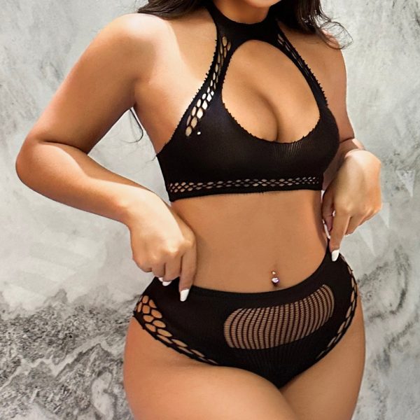 Sexy Underwear Europe and America Sexy Mesh Clothes Hollow Mesh Garter Belt Fishing Net Perspective Bikini K232 - Image 2