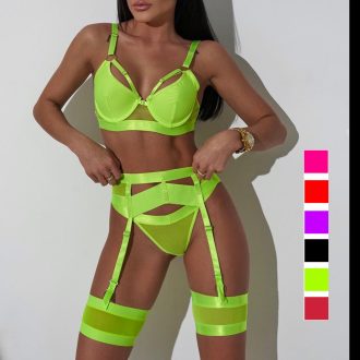 Europe and the United States new sexy underwear multi-piece set heavy craft complex buckle garter belt fun outfit