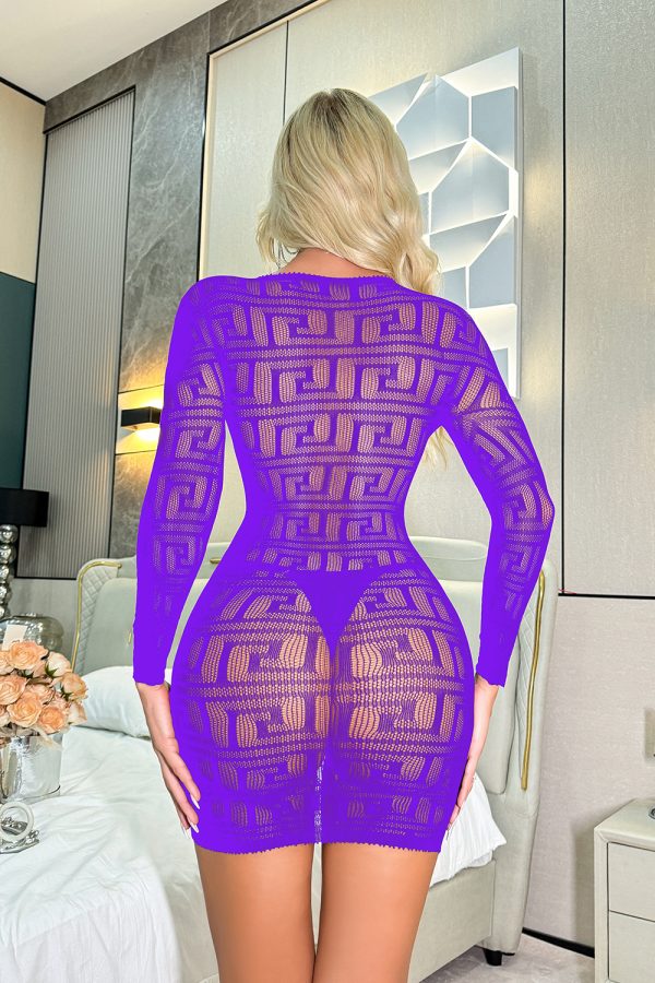 Sexy Underwear European and American Hip Skirt Hollow Perspective Long Sleeve Sexy Mesh Clothes K048 - Image 7