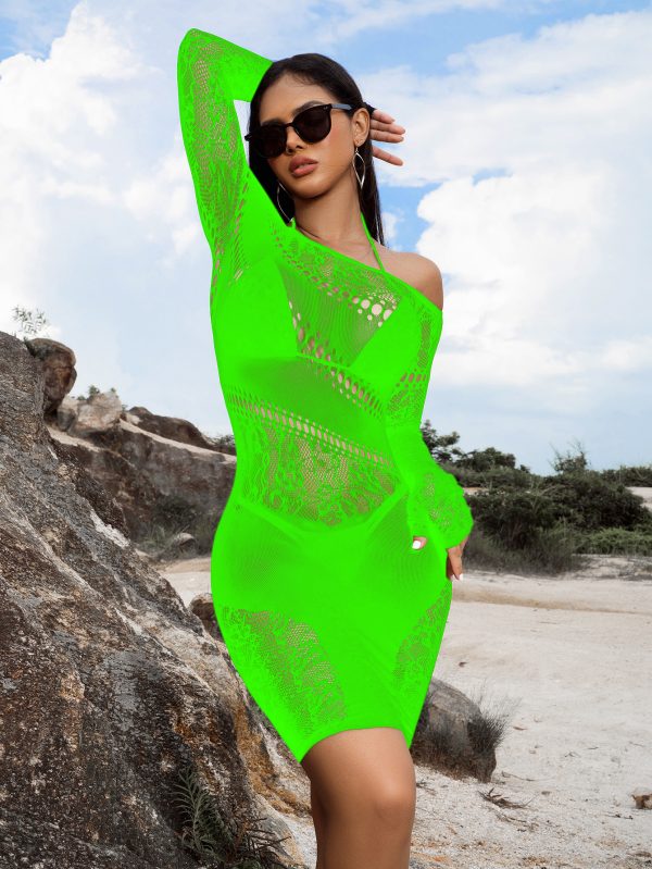 European and American sexy lingerie new short skirt hip skirt mesh hollow sexy temptation sexy long sleeve W709 - Image 11