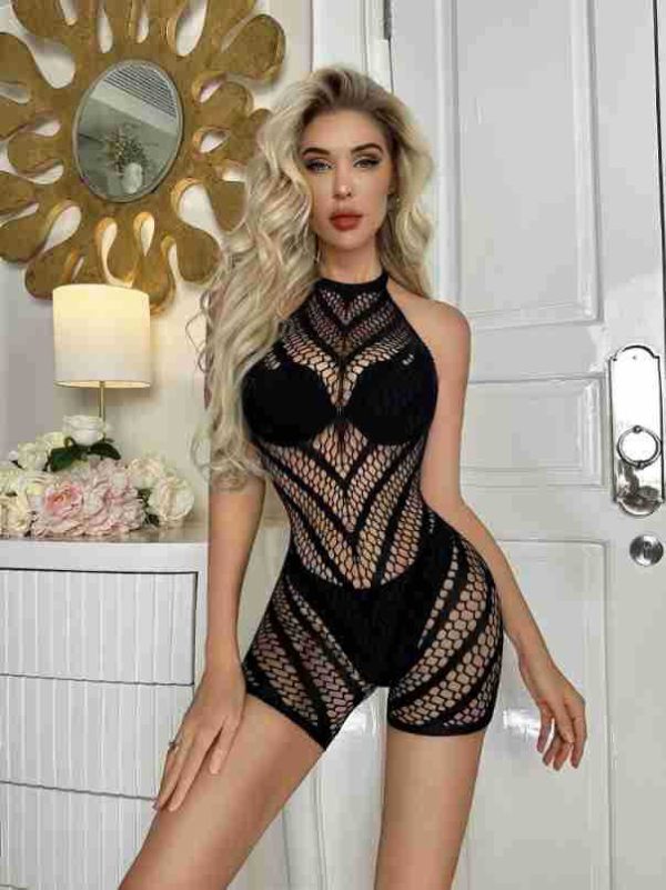 Europe and the United States sexy underwear suspenders leaky back mesh sexy perspective skirt hip skirt w672 - Image 6