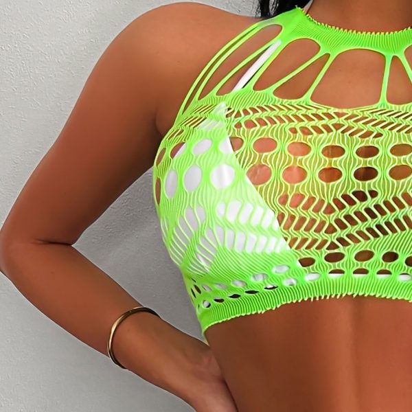 Europe and the United States sexy underwear fishing net tights leaky back bikini jumpsuit net wrap hip skirt K067 - Image 2