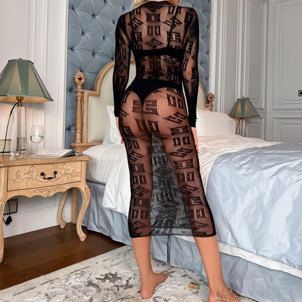 Sexy Underwear Nightdress Long-sleeved Transparent Hollow-out Sexy Tennis Stockings Women's Stockings Tight Nets Jompsuit w573 - Image 2