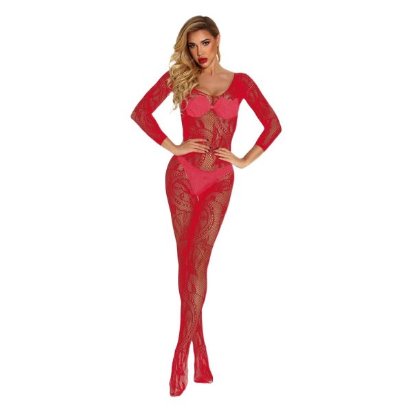 One-piece mesh clothes big dragon pattern open file free sexy underwear  w088