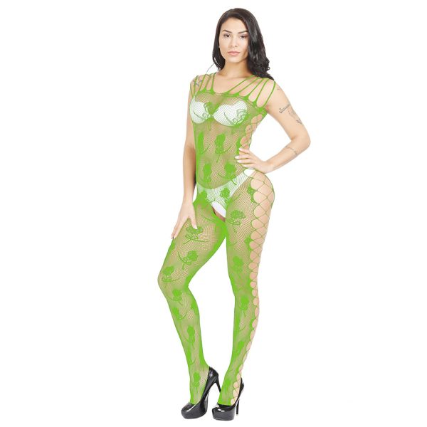 Sexy lingerie net stockings long sleeve open file conjoined stockings hollow temptation one-piece stockings rose w236 - Image 5