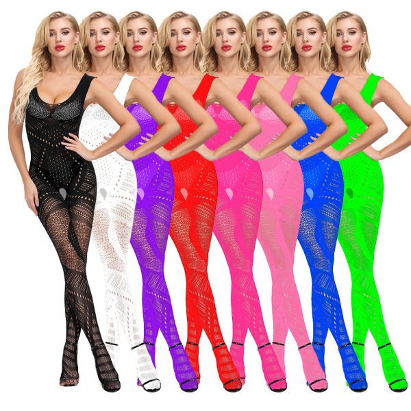 Sexy underwear uniform jacquard jumpsuit lace-up open crotch pantyhose stockings  new w408 - Image 2