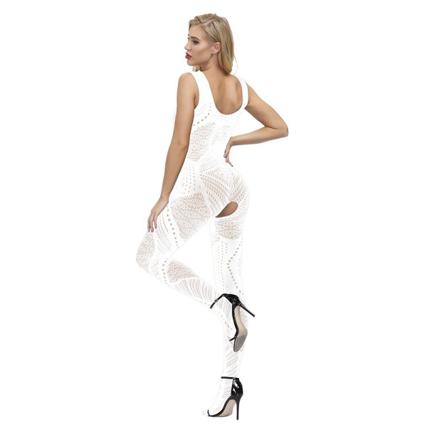 Sexy underwear uniform jacquard jumpsuit lace-up open crotch pantyhose stockings  new w408 - Image 4