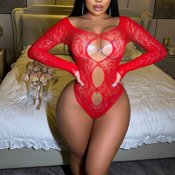 Sexy Ripped Mesh Lingerie Set: European Bikini Jumpsuit & Backpack Hip Skirt - Image 12