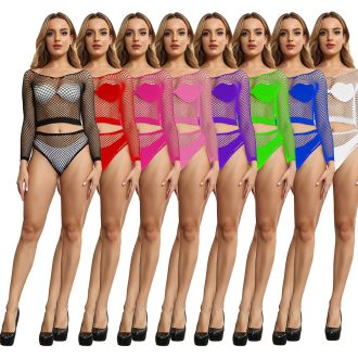 New European and American Sexy Underwear Sexy Mesh Hole Temptation Set Hollow Silk Stockings Mesh One-piece Netting w488