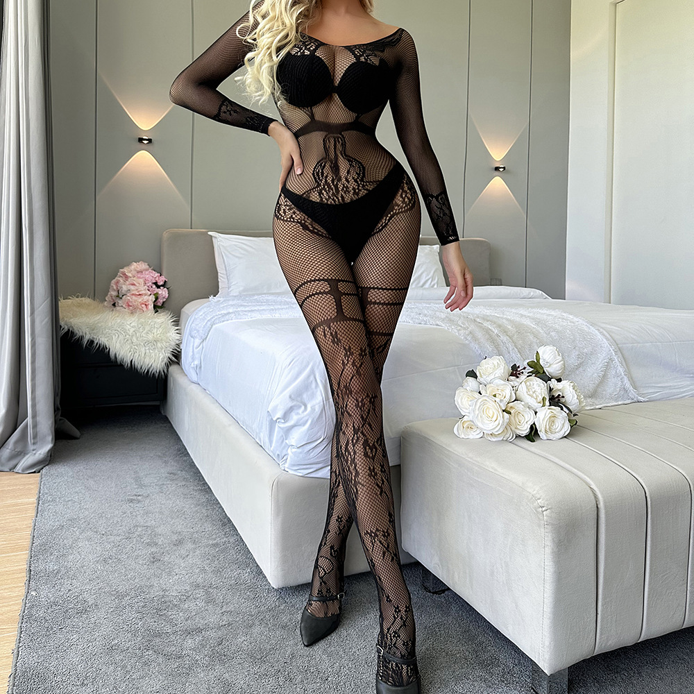 Sexy Mesh Lingerie Jumpsuit: European Backless Fishnet Bodysuit