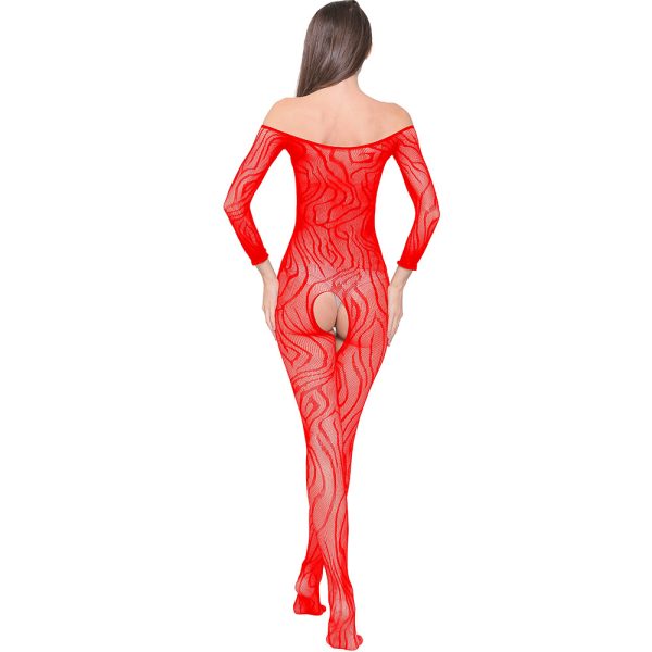 Striped Mesh Lingerie Set: Sexy Open Crotch Bodysuit & Stockings - Image 5