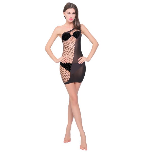 Sexy Fishnet Crotchless Lingerie: Black Mesh Stockings & Bodystocking - Image 3