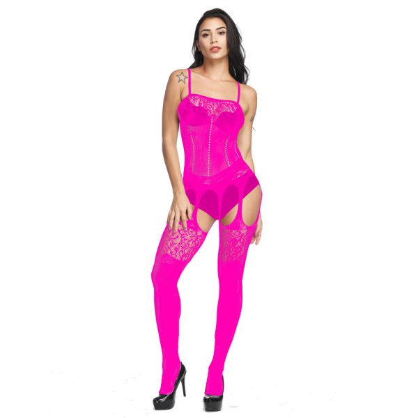 Black Silk Mesh Open Crotch Bodysuit - Sexy Lingerie One Piece - Image 3