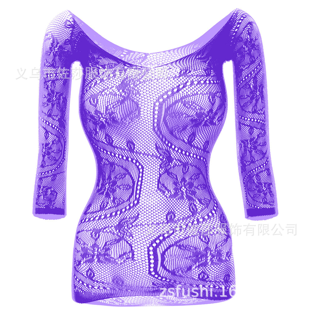 Dragon Mesh Mini Skirt Set: Sexy Hollow Long Sleeve Top - Image 10