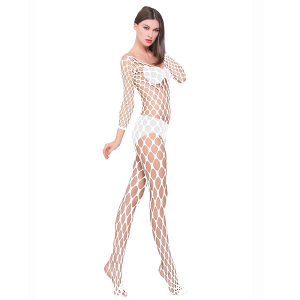 Sexy Mesh Lingerie Bodysuit: Long Sleeve Fishnet Stockings Open Crotch - Image 5