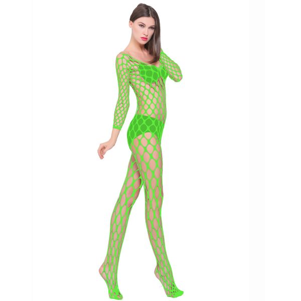 Sexy Mesh Lingerie Bodysuit: Long Sleeve Fishnet Stockings Open Crotch - Image 4