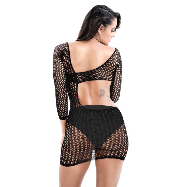 Sexy Mesh Lingerie Dress: Long Sleeve Hollow Bodysuit - European & American Style - Image 5