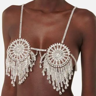 Diamond Tassel Body Chain: Rhinestone Bra Chest Chain for Women