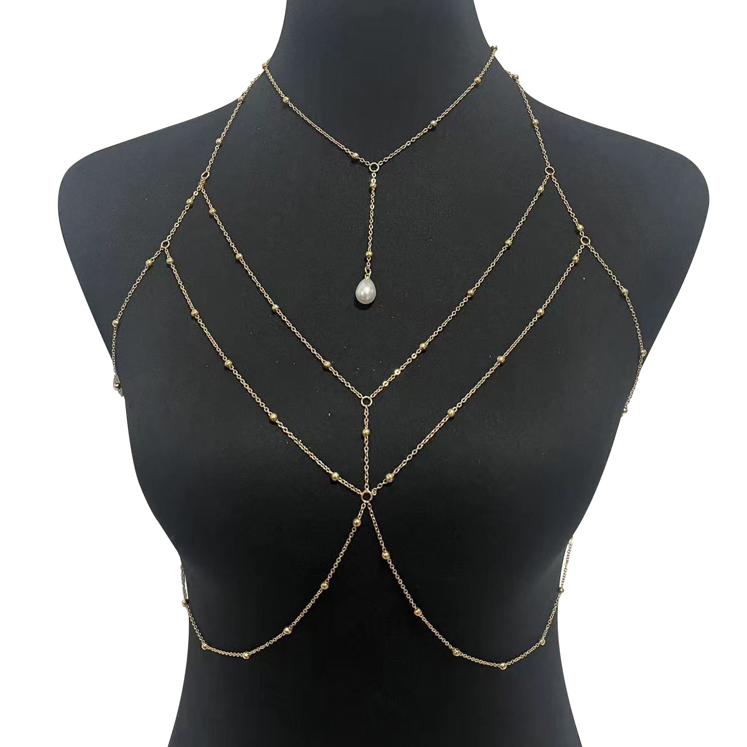 Sexy Body Chain Bikini Necklace - Copper Bead Clavicle Jewelry - Image 6