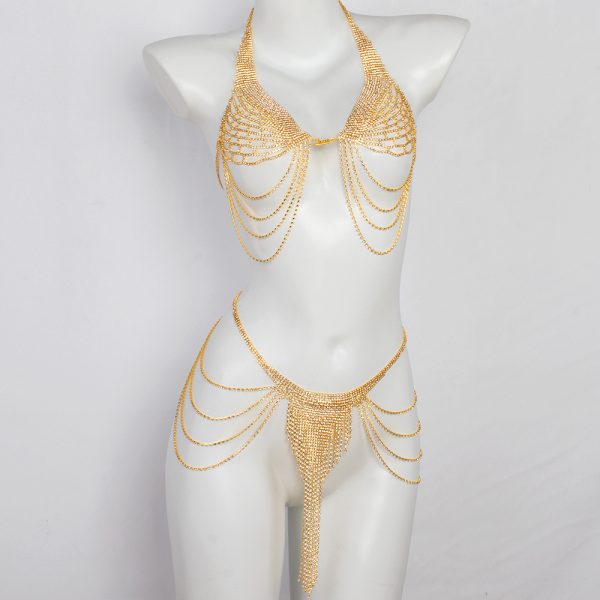 Diamond Angel Wings Body Chain - Runway Tassel Chest Jewelry - Image 2