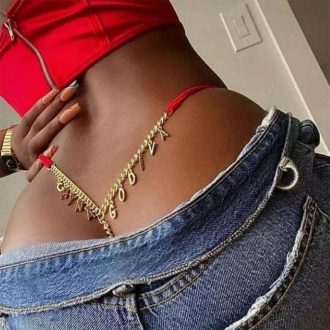 Sexy Metal Letter Waist Chain G-String Body Chain - European American Style