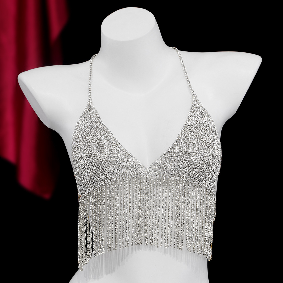 Rhinestone Body Chain: Sexy Tassel Chest Jewelry for Nightclub - Image 3