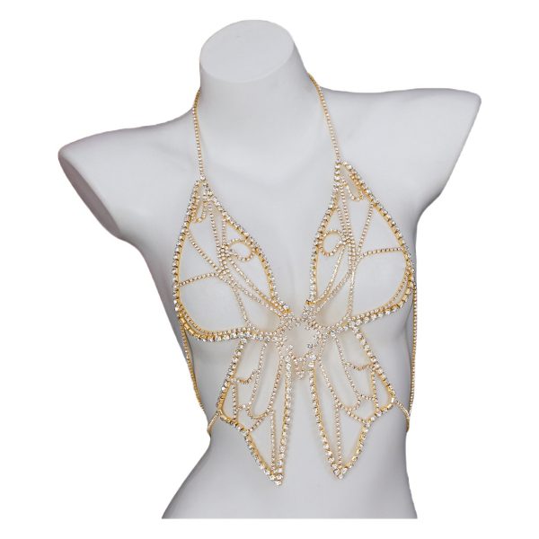 Rhinestone Butterfly Body Chain: Exaggerated Diamond Breast Chain Jewelry