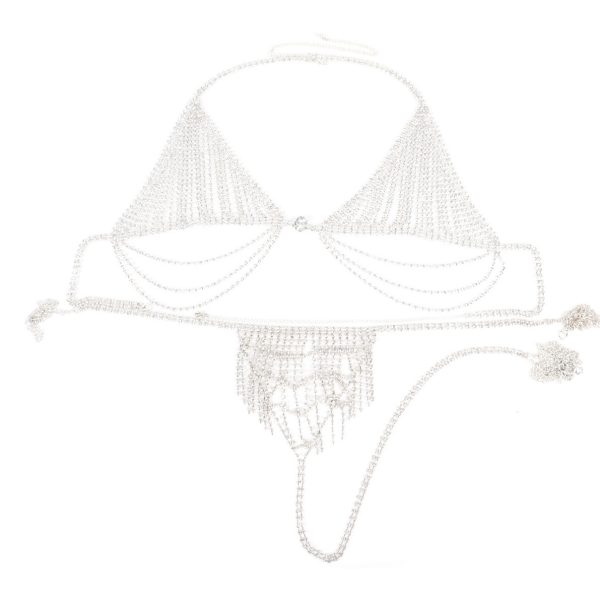 Rhinestone Tassel Body Chain: Sexy Bikini Bra Chest Jewelry