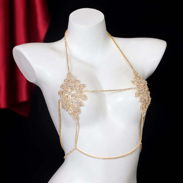 Diamond Rhinestone Bikini Body Chain: Sexy Flower Bra Thong Set - Image 3