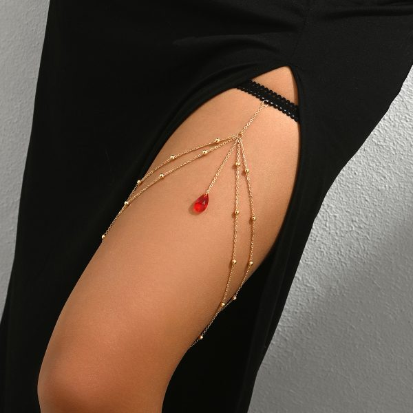 Sexy Ruby Tassel Thigh Chain - European American Body Jewelry - Image 2