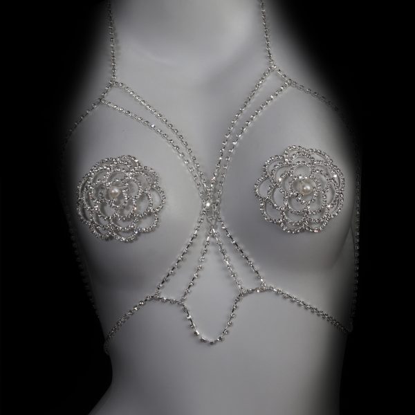 Sexy Rhinestone Body Chain: Nipple Jewelry Bikini Beach Body Cross Chain - Image 2