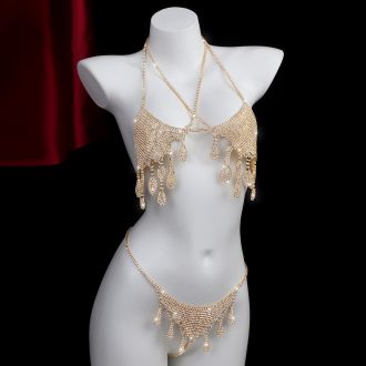 Diamond Body Chain Bikini: Sexy Rhinestone Thong Chest Jewelry