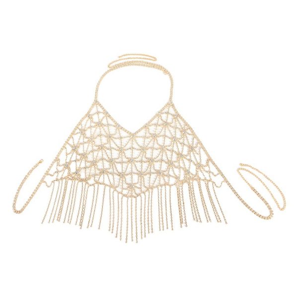 Diamond Tassel Body Chain: Sexy Rhinestone Chest Jewelry for Nightclub & Party