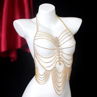 Sparkling Diamond Body Chain Necklace - Sexy Rhinestone Chest Jewelry for Prom & Performance