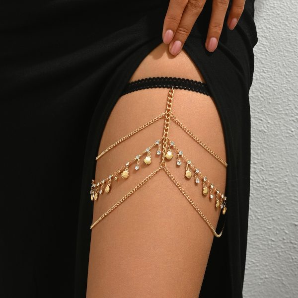 Diamond Tassel Leg Chain: Beachy Shell Pendant for Hot Girl Summer