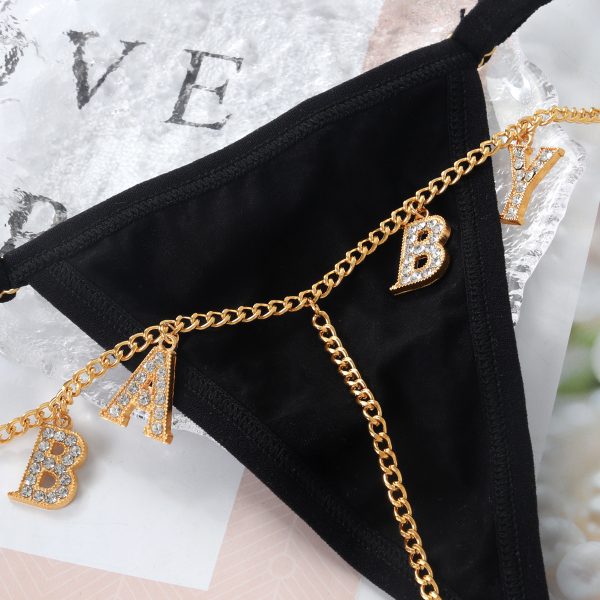 Diamond Bikini Body Chain: Sexy Metal Letter Thong for Beach & Club - Image 4