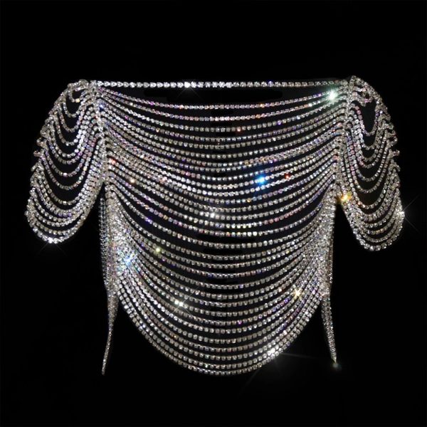 Sexy Rhinestone Bikini Set: 2023 European Fashion Bra Chain Skirt - Image 3