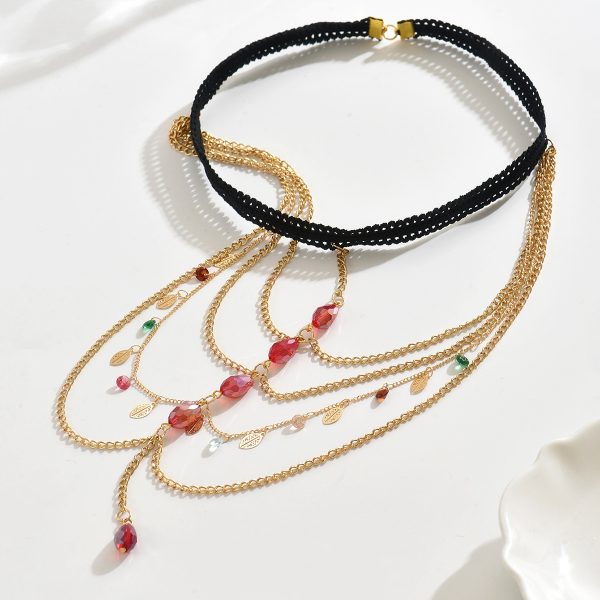 Boho Gemstone Leaf Leg Chain - Multi-Layer Tassel Thigh Ring - Image 3