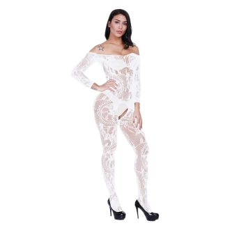 Seductive Open Crotch Silk Stocking Bodysuit Lingerie