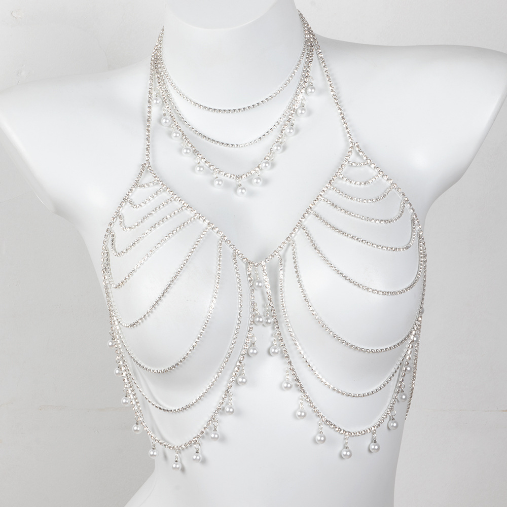 Rhinestone Pearl Body Chain: Sexy Beach Bikini Jewelry Set - Image 2