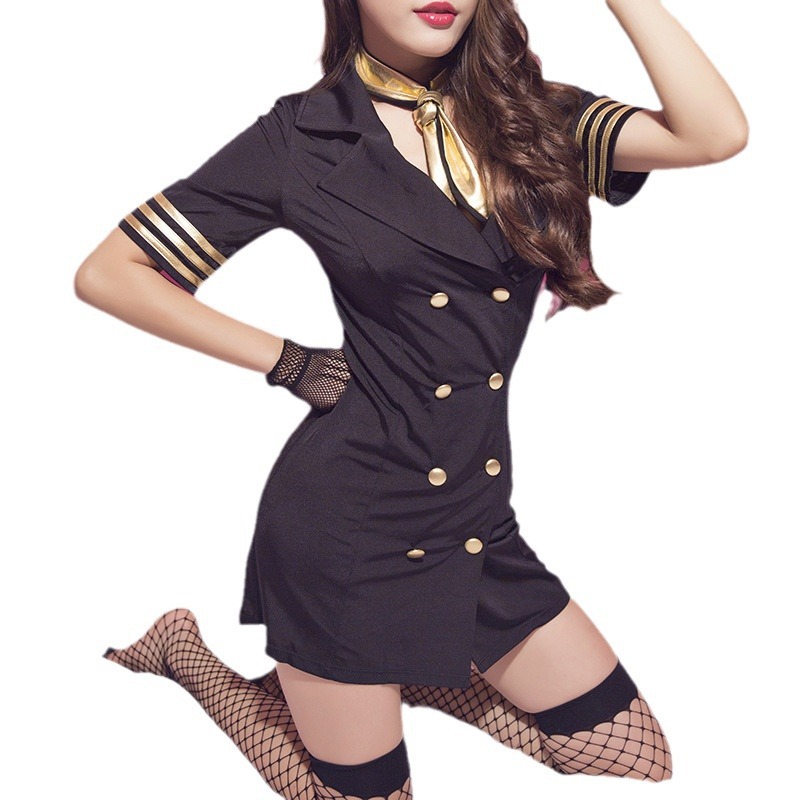 Sexy Stewardess Costume: European American Uniform Temptation L1023 - Image 6