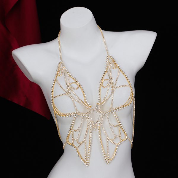 Rhinestone Butterfly Body Chain: Exaggerated Diamond Breast Chain Jewelry - Image 7