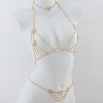 Diamond Bow Body Chain: Sexy Bikini Breast Jewelry for Women