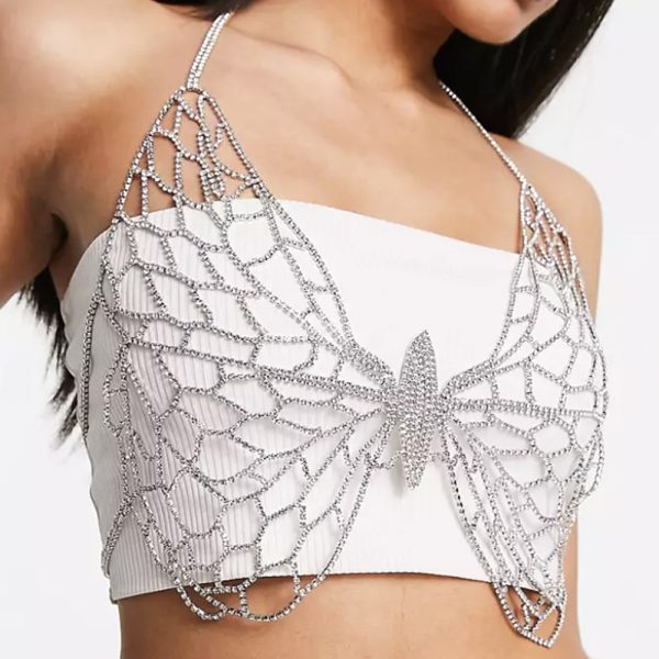 Butterfly Rhinestone Bra Chain: Sexy Crystal Body Jewelry for Parties - Image 2