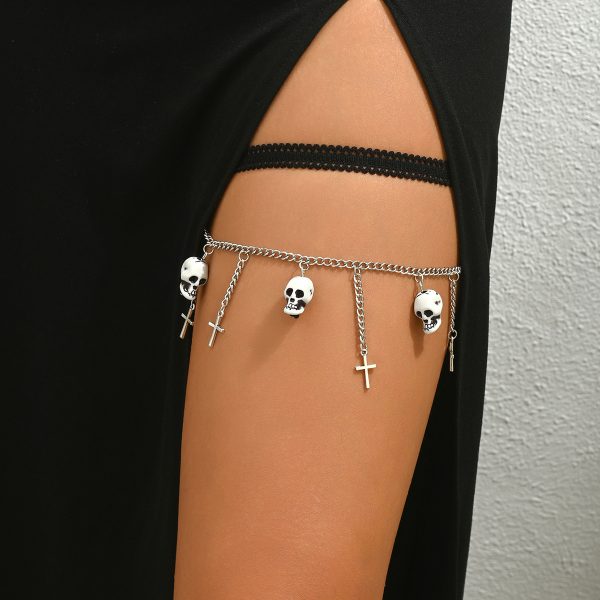 Skull Cross Pendant - Personalized Halloween Jewelry Leg Ring H0038 - Image 2