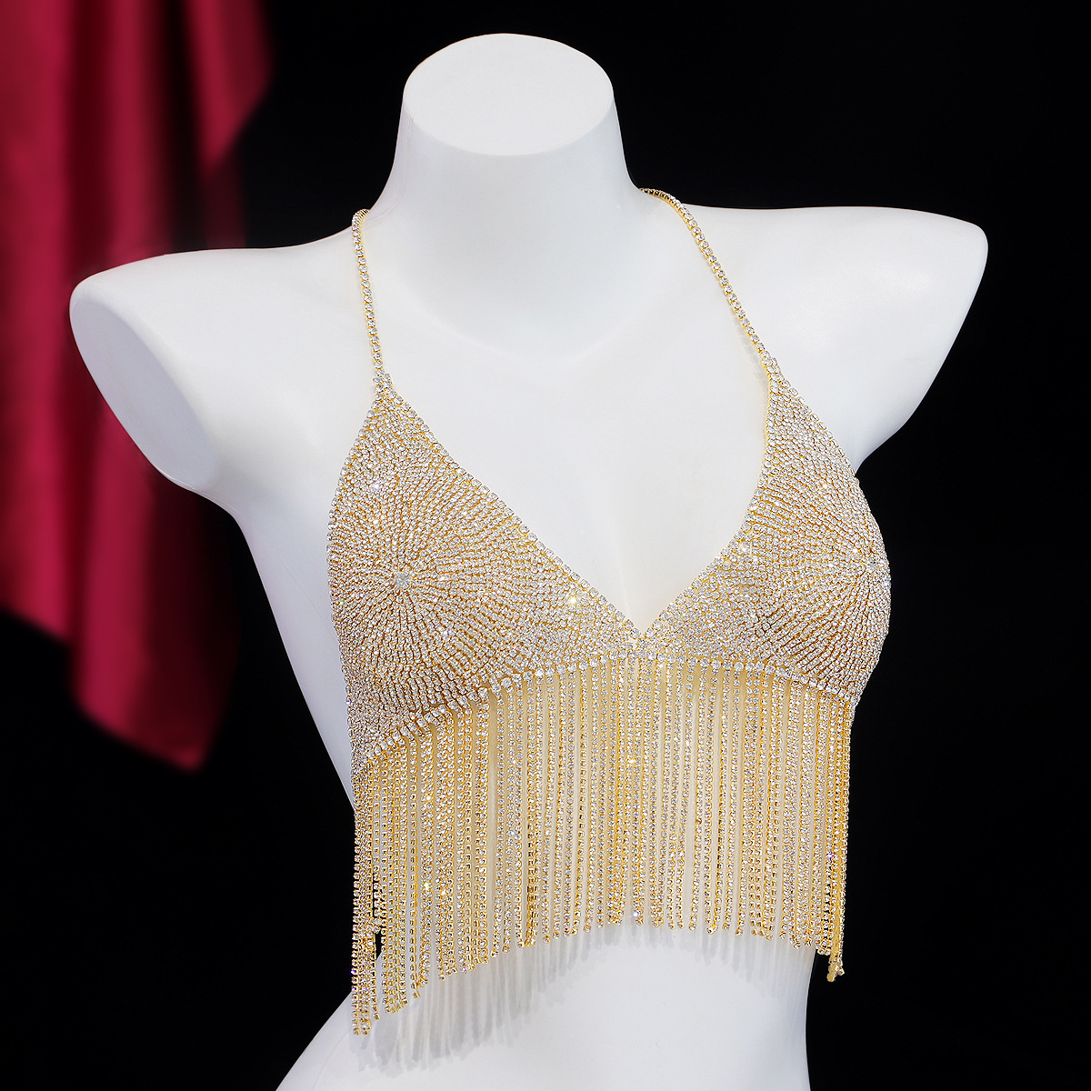 Rhinestone Body Chain: Sexy Tassel Chest Jewelry for Nightclub