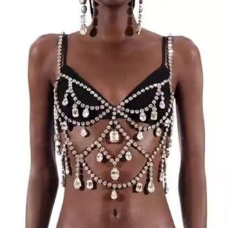 Dazzling Rhinestone Body Chain: Sexy Layered Chest Jewelry for Women