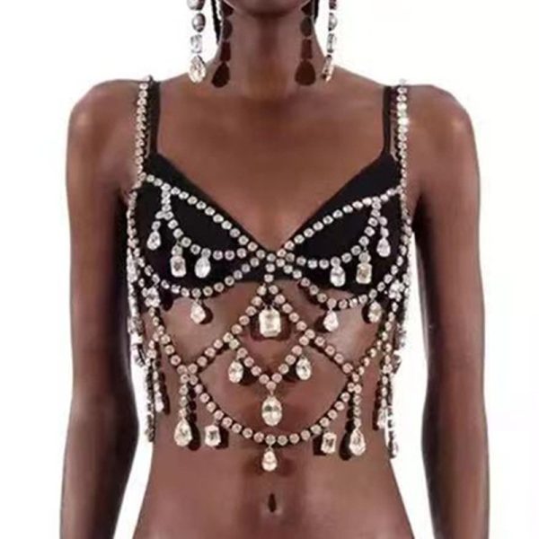 Dazzling Rhinestone Body Chain: Sexy Layered Chest Jewelry for Women