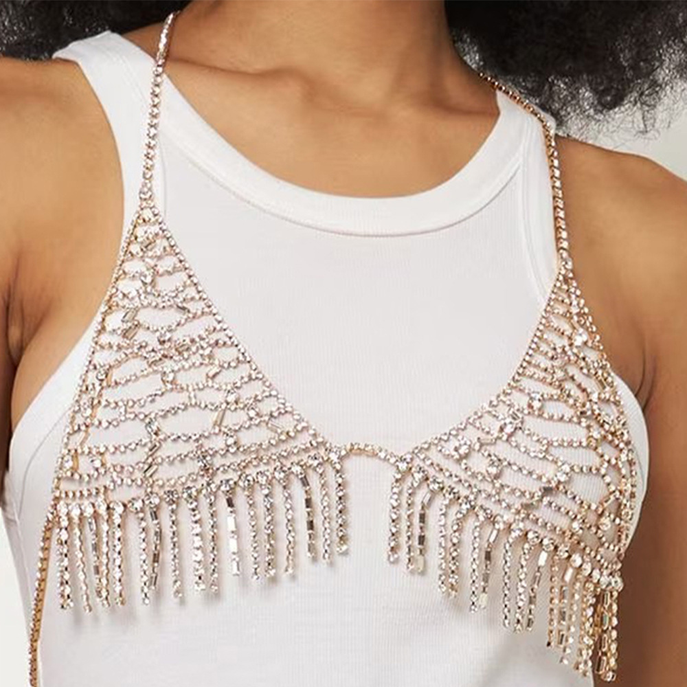 Rhinestone Body Chain: Sexy Tassel Chest Jewelry for Women Nightclub - Image 2
