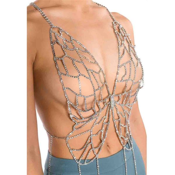 Diamond Butterfly Body Chain: Sexy Tassel Bra for Women - Image 2